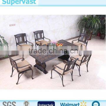 Top New 2015 Luxury 7PC Aluminum Garden Chair & Table With Hand Brush