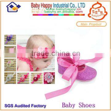 headband with glitter powder girl baby shoes