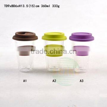 various size fashion double wall glass teapots with silicon lid for drink