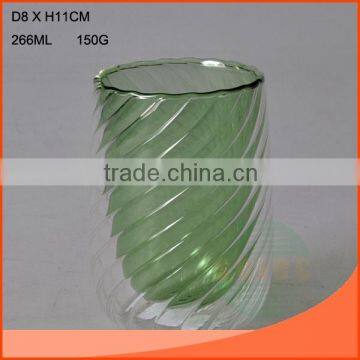 266 ml Double Wall Glass Cup With Clear Wall Outside and Green Wall Inside