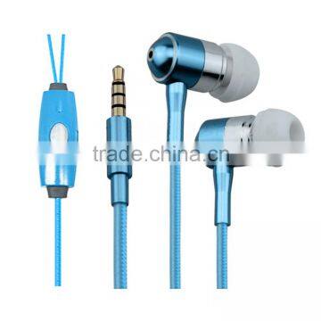 Innovate design sky blue color EL glowing metal earphone with stereo sound effect for mobile phone