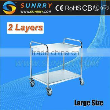 Hot Sales Tainless Steel 2 Layers Restaurant Service Cart And Dining Cart For Sale