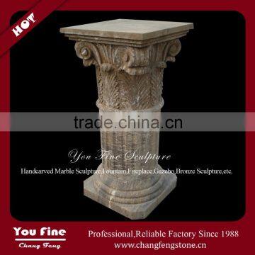 Western Style Hand Carved Outdoor Decorative Antique Stone Flower Pillar