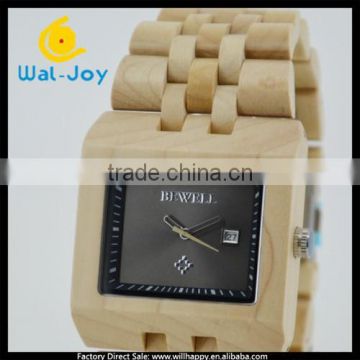 special square face fashion hot sale wooden waterproof Japan movement watch(WJ-3916)