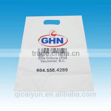 promotioanl custom logo PE die cut patch handle shopping plastic bags                        
                                                Quality Choice