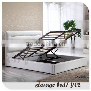 Leather Pu Faux gas lift Storage Bed