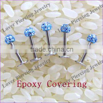 With Epoxy Covering Balls High Polish Stainless Steel Unique Labret Studs [FC-962C]