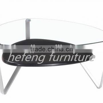 Modern solid glass&wooden coffee table