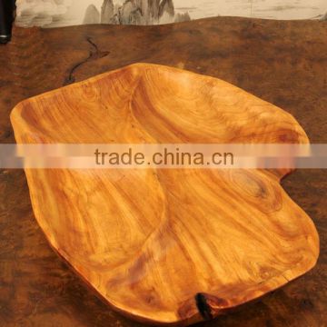 Handmade craft natural compote 4 cell wood fruit plate