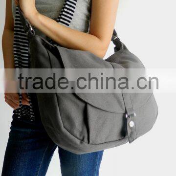 Gray Messenger bag / Diaper bag / Shoulder bag / Tote bag / Purse / canvas handbag / teenage girls tote fashion bag