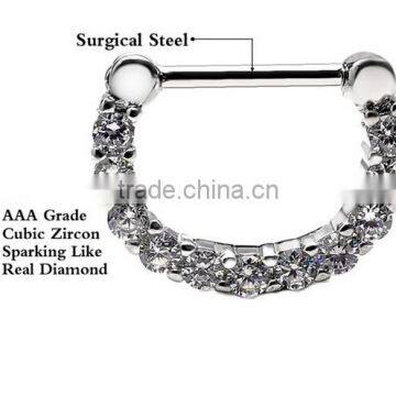 Septum Clicker Nose Rings CZ Gem Ear Piercing Cuff Diath Cartilage photo-2