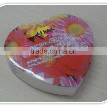 Romantic Heart mould compressed magic towel for holiday gift