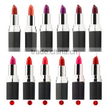 Professional for women long lasting high quality 12 color matte cosmetic lipstick manufacturer