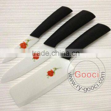 GOOCI Advanced Kitchen Cutlery Ceramic Knife White Blade Printed flower in blade