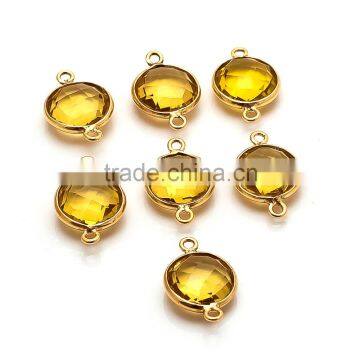 The Gopali Jewellers Citrine Quartz Gemstone connectors gold Plating Connector Vermeil Gold Connector