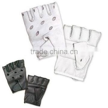 Leather weight lifting sports gloves In Black and White