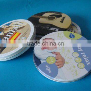 Round tin CD case with 2D emboss