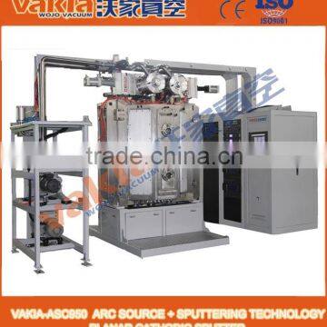 Hard film coating by PVD vacuum coating machine/cathodic arc sources + sputtering