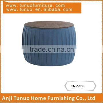 TN-5008, Round ottoman with antique wooden board on top