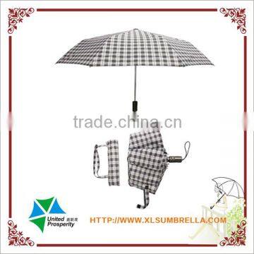 3 fold tartan design high quality automatic umbrella