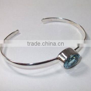 Solid 925 bangle natural topaz bangle bracelet sterling silver