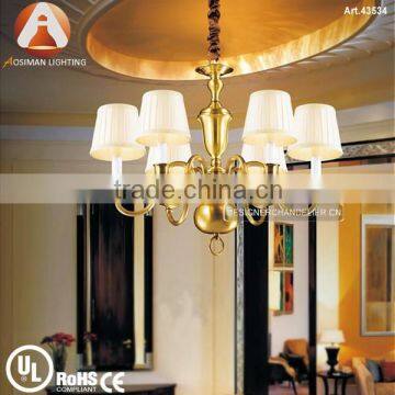 Luxurious Modern Chandelier Brass Chandelier with White Fabric Shade