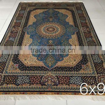 blue color handmade silk persian rug art collection silk carpet factory whosale kilim silk carpet