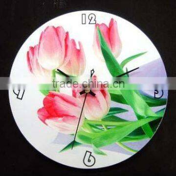 green color round shape tempered glass creative wall clock