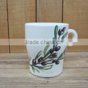 New olive ceramic big mug with handle