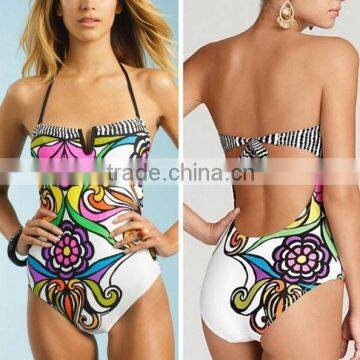 Designer Popular Digital Print Flower Hot Women Swimwear 2015 Sexy One Piece Bathing Suits in Stock photo-2
