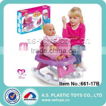 Play At Home Girl pretend plastic rocking horse baby with music