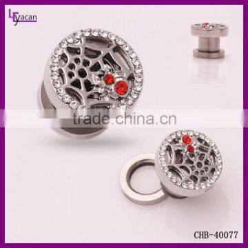 Wholesale Fashion Red Rhinestone Ear Tunnels Piercings Jewelry