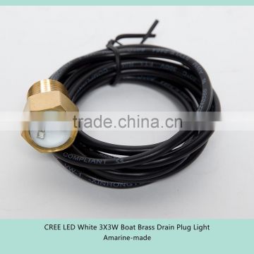 LED White 3X3W Boat Brass Drain Plug Light