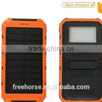 New Arrival Double Output 8000mah Solar Battery Charger for Mobile Phone with led camping light