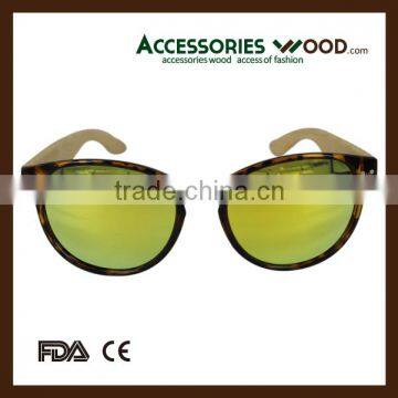 Round Wood Frame Sunglases UV400 Eyewear Custom Wooden Sunglasses