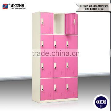 12 Door Pink Stainless Steel Wardrobe Multi-door Steel Closet Locker Fashionable Key Lock Steel Locker photo-2