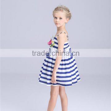 2016 New Arrival Flower Stripe Girls Frock Patterns photo-5