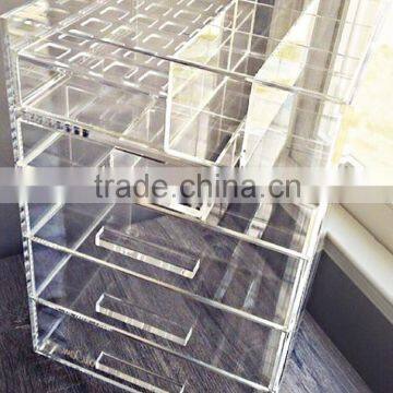 wholesale high quality 5 tiers acrylic cosmetic box with drawers