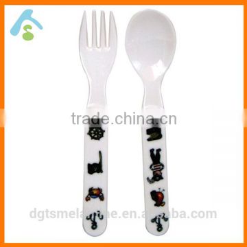 BPA-free cute melamine fork and spoon for young children