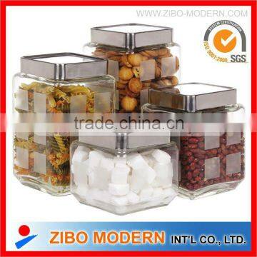 4pc food glass canister/frosted glass jar