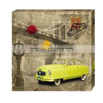 Beautiful yellow car inkjet canvas