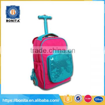 Creative design kid fashion lovely blue and pink mini trolley bag for women