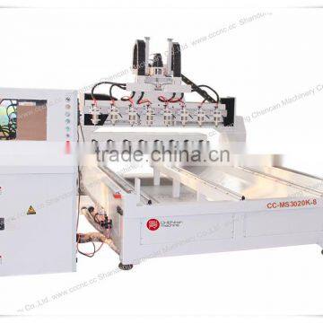 3D Multi Heads Wood CNC Router Machine with 8 Rotaries