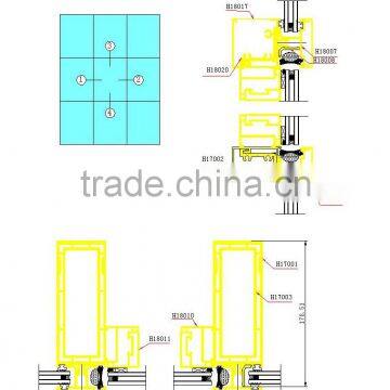 H180 aluminum exposed framing glass curtain wall profile