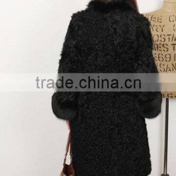 Fashion Lady's Lamb Coat for Women With Fur Trim LC96 photo-4
