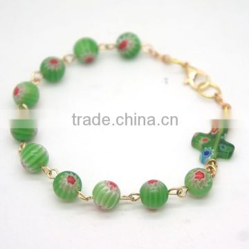 catholic rounded beads bracelet with cross