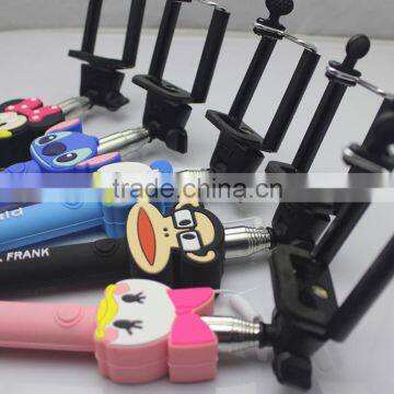 Fashionable Foldable Aluminum Alloy Cartoon Selfie Stick With Cable