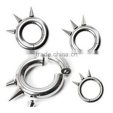 316L Surgical Steel Segment Ring with 3 Internally Threaded Spikes