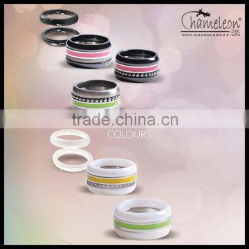 Chameleon Wholesale Colours Plain and Bubble Stacking Rings, Set of 5 Rings
