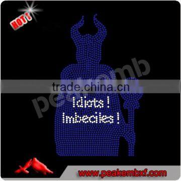 Hot Sale Fools Idiots Imbeciles Rhinestone Motif Transfer Designs For Clothing Decoraiton